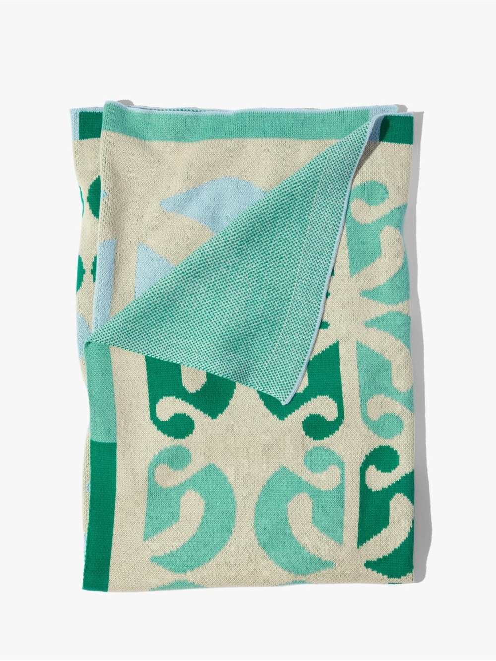 Glossier Field Greens 100% Cotton Knit Throw Blanket